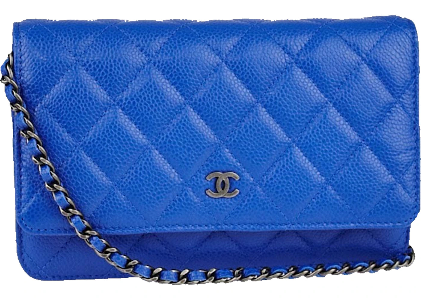 Chanel Wallet on Chain Quilted Caviar Ruthenium Blue
