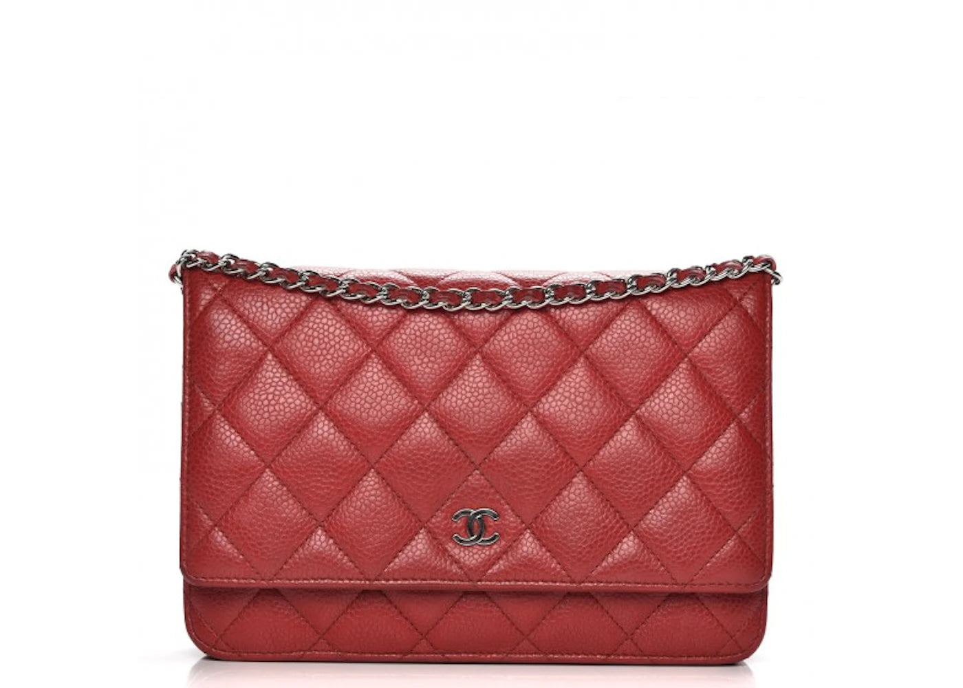 Chanel Wallet on Chain Diamond Quilted Red