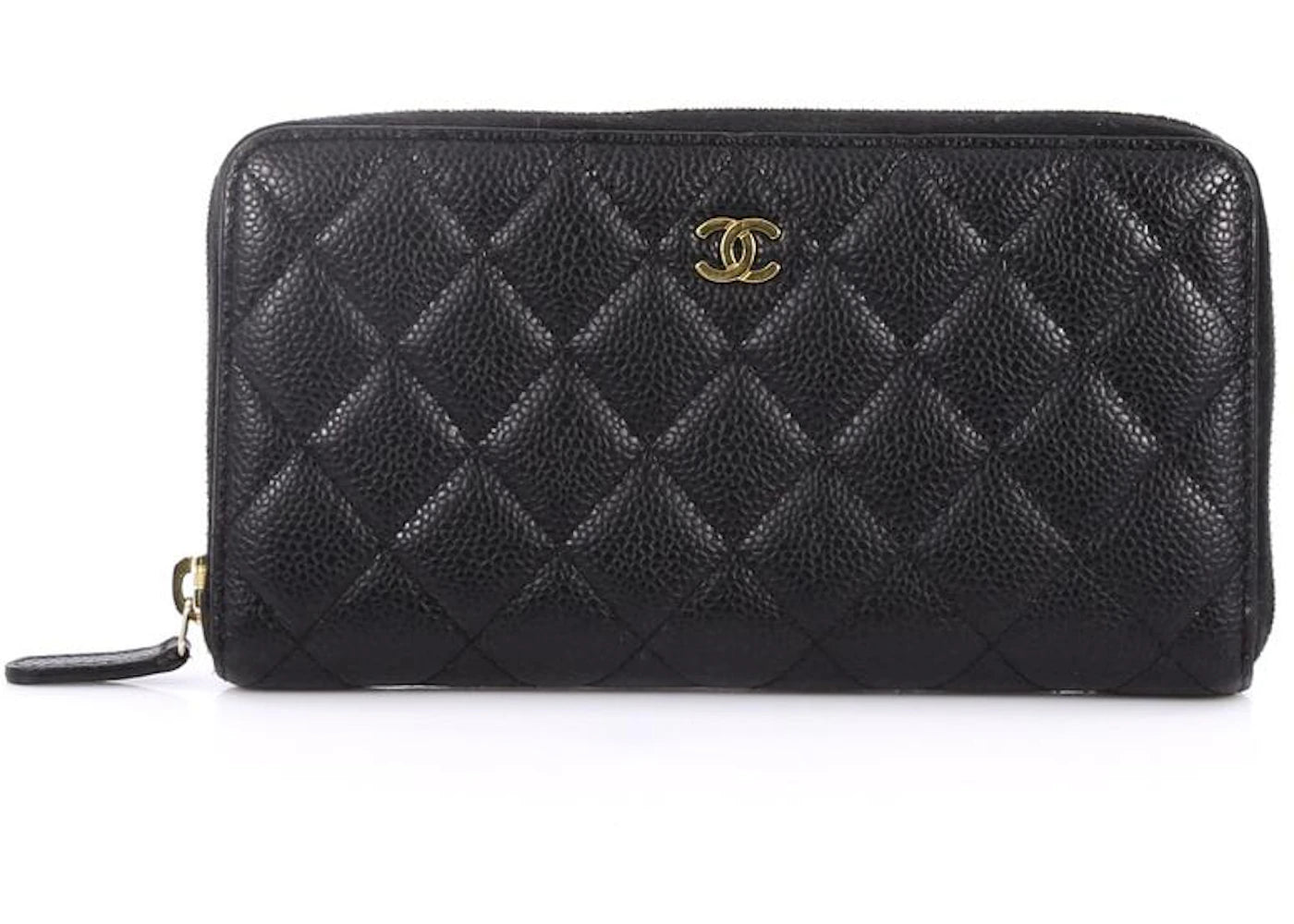 Chanel Zip Around Wallet Quilted Diamond Long Black