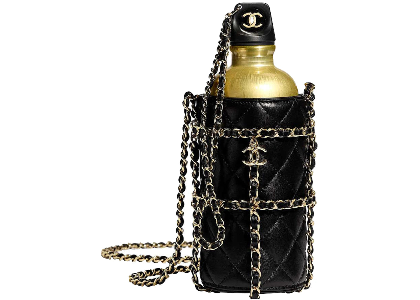 Chanel Water Bottle in Box Black/Gold