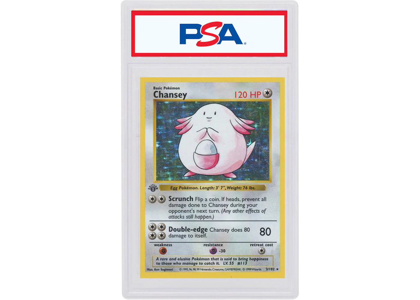 Chansey-Holo 1999 Pokemon TCG Base Set 1st Edition #3/102 (PSA or BGS Graded)