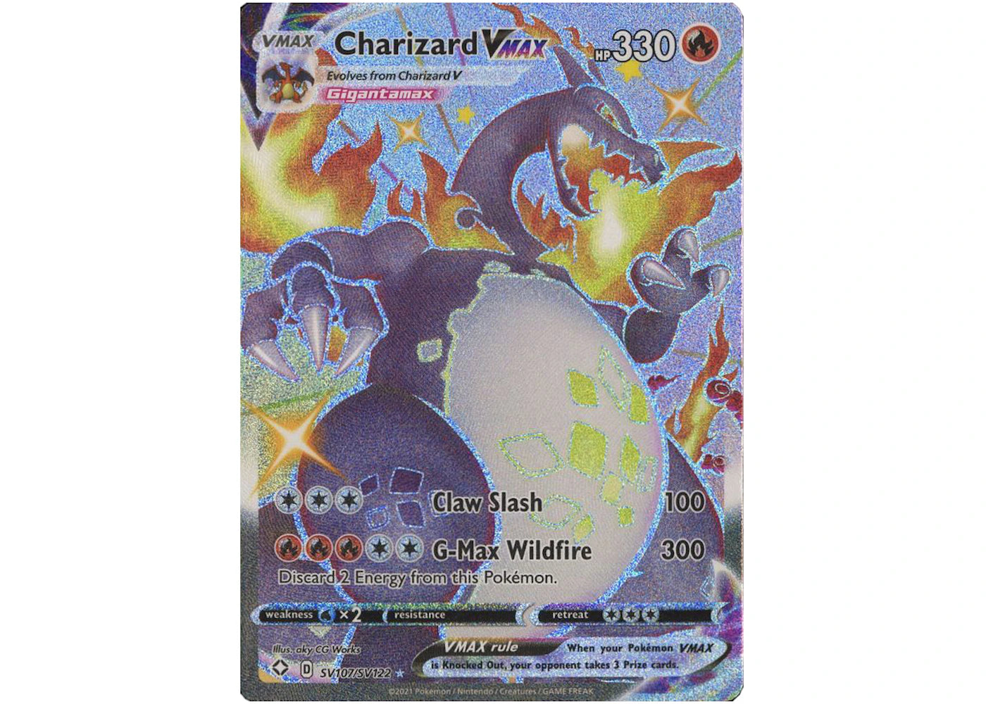 Charizard VMAX Full Art 2021 Pokémon TCG Sword & Shield Shining Fates Holo #SV107 (Ungraded)