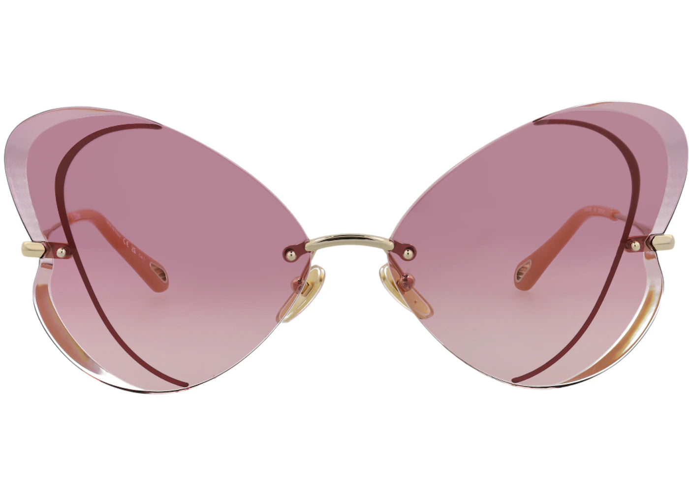Chloe Cat Eye-Frame Metal Sunglasses Gold Gold Violet (CH0064S-30011506-004)