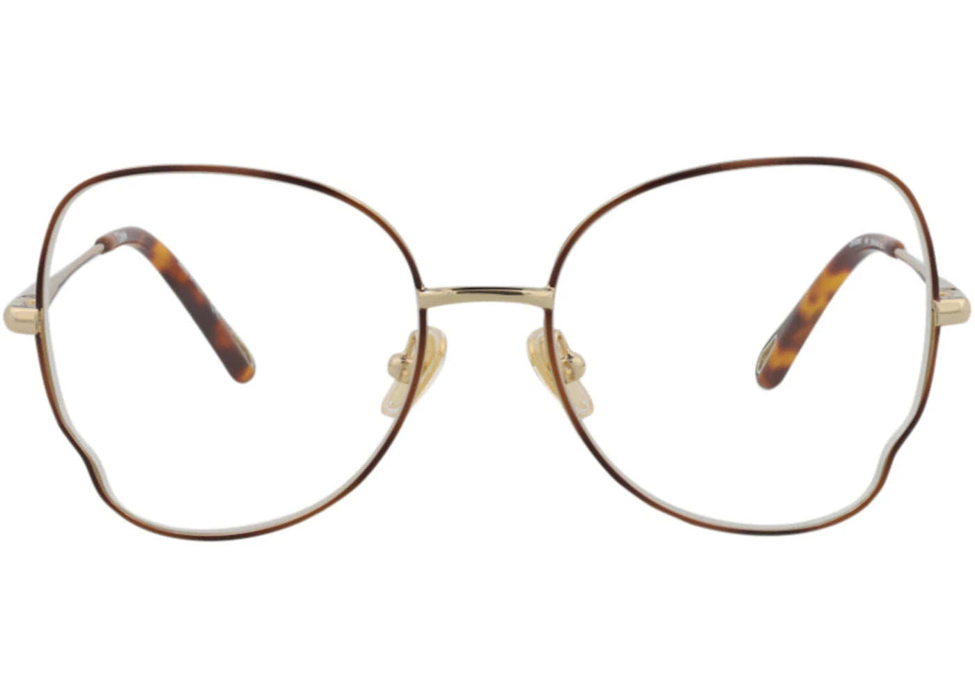 Chloe Round-Frame Metal Optical Frames Havana Gold Transparent (CH0098O-30012434-004)