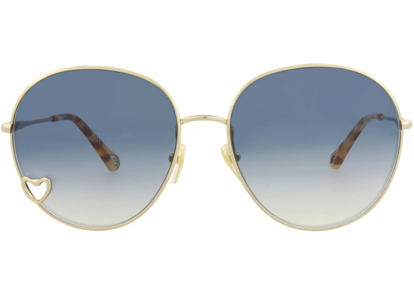Chloe Round-Frame Metal Sunglasses Gold Gold Blue (CH0027S-30009812-002)