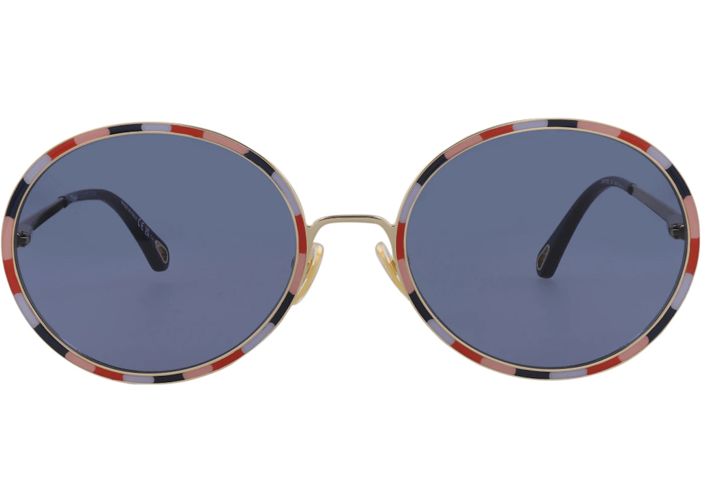 Chloe Round-Frame Metal Sunglasses Gold Gold Blue (CH0100S-30012459-001)