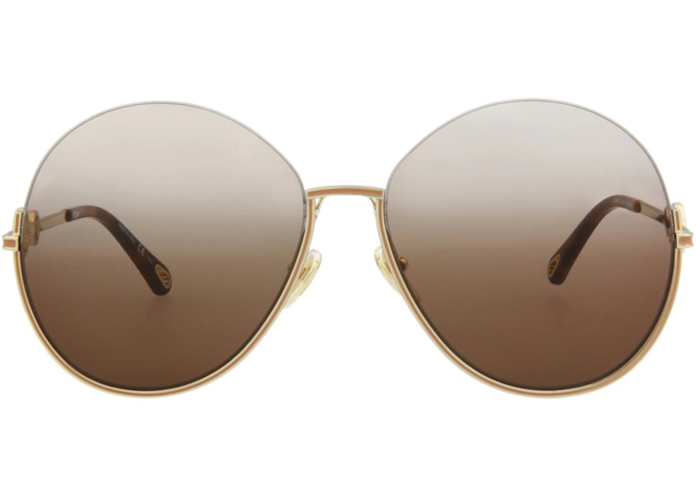 Chloe Round-Frame Metal Sunglasses Gold Gold Brown (CH0067S-30011433-003)