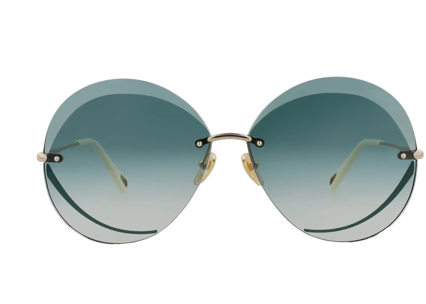 Chloe Round-Frame Metal Sunglasses Gold Gold Green (CH0063S-30011429-003)