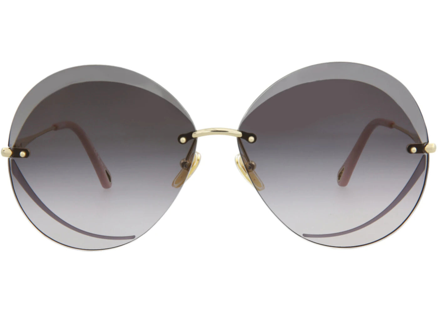 Chloe Round-Frame Metal Sunglasses Gold Gold Grey (CH0063S-30011429-001)