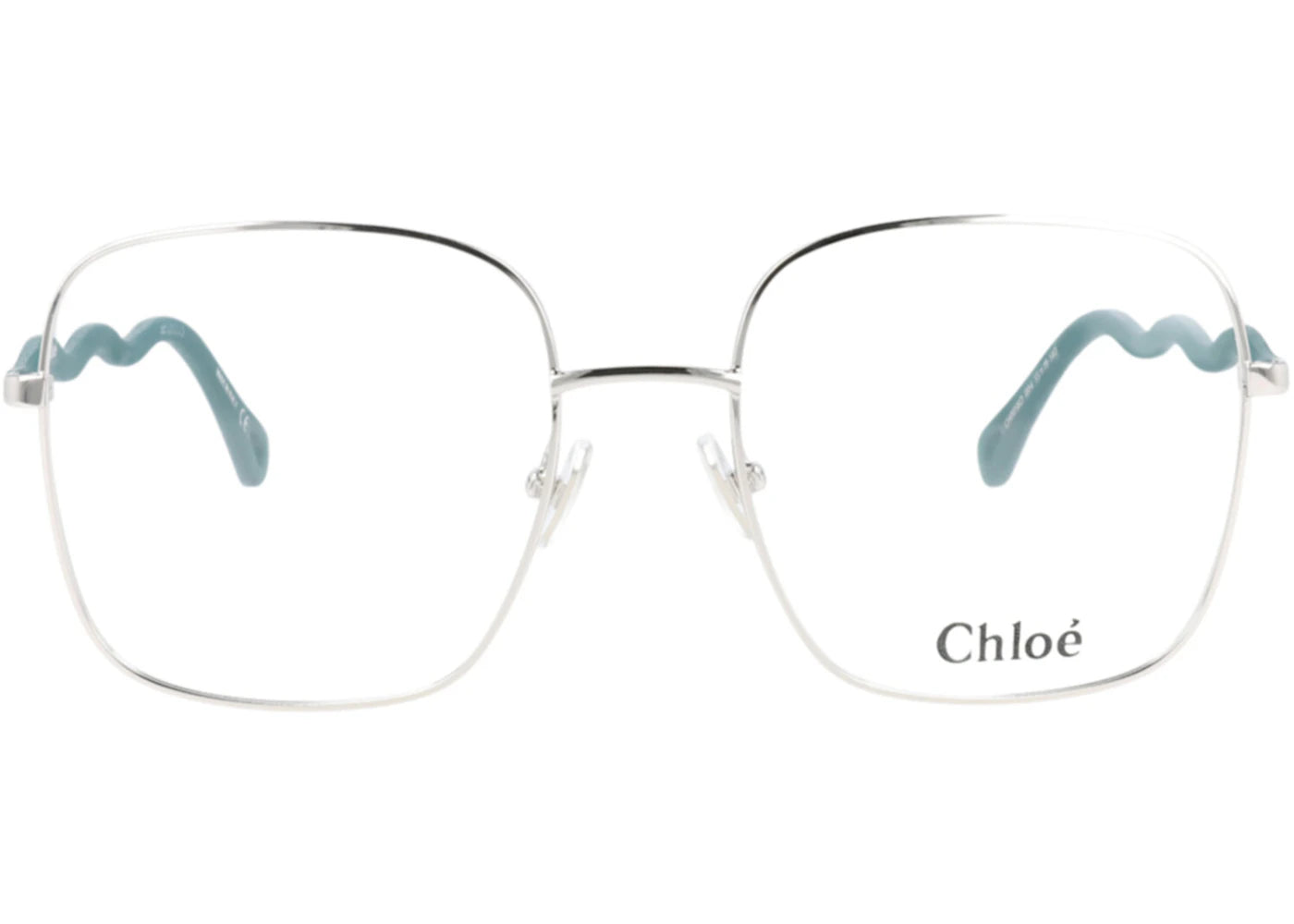 Chloe Square-Frame Metal Optical Frames Silver Green Transparent (CH0056O-30011442-004)