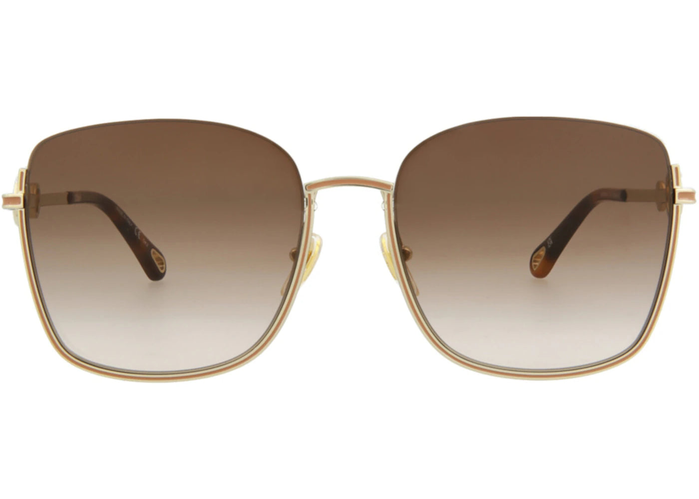 Chloe Square-Frame Metal Sunglasses Gold Gold Brown (CH0070SK-30011505-003)