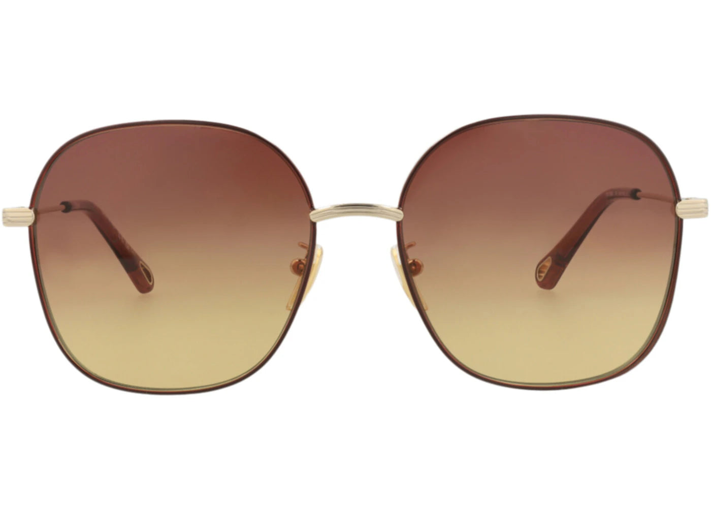 Chloe Square-Frame Metal Sunglasses Gold Gold Brown (CH0139SA-30013649-003)