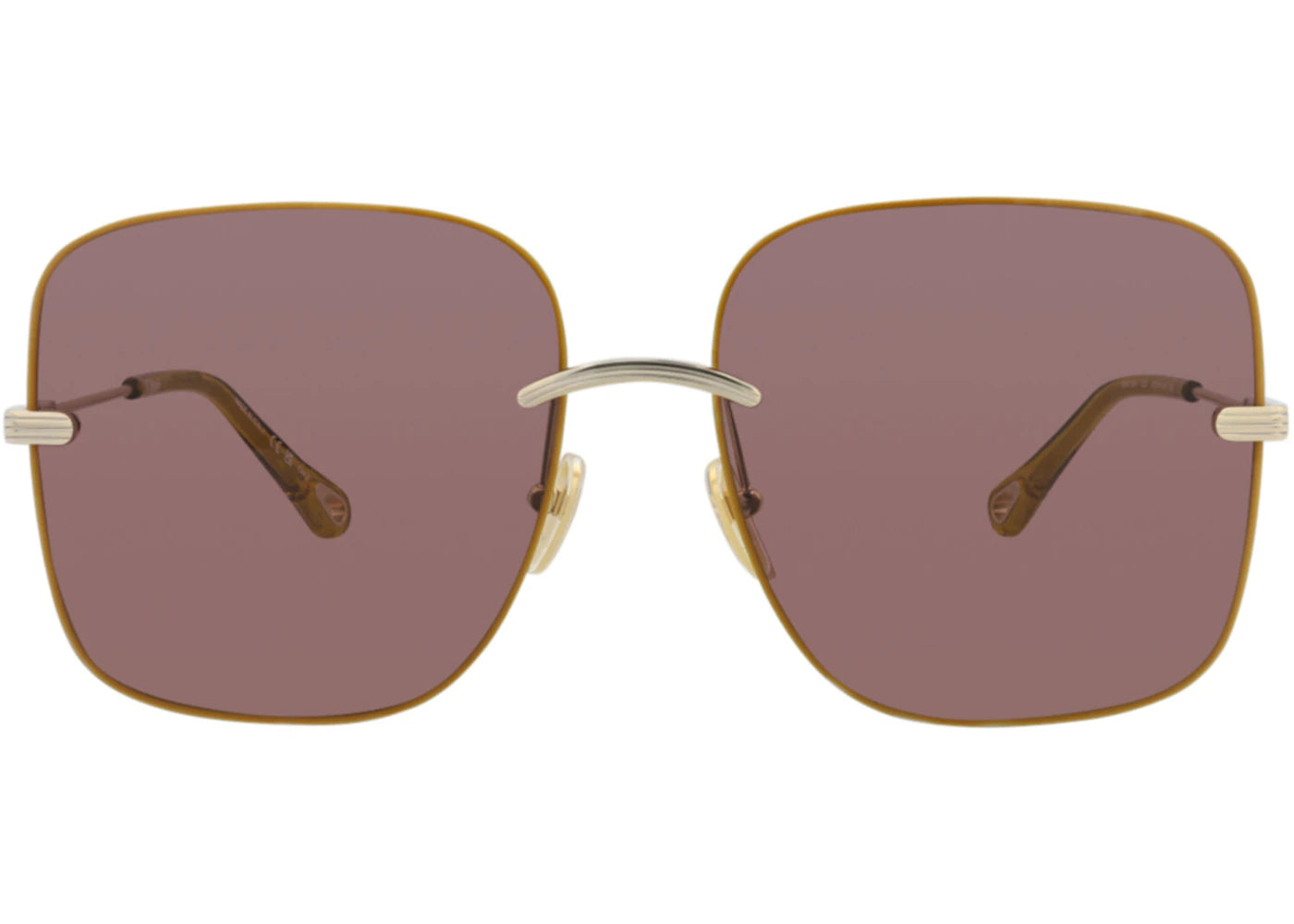 Chloe Square-Frame Metal Sunglasses Gold Gold Violet (CH0134S-30013647-003)