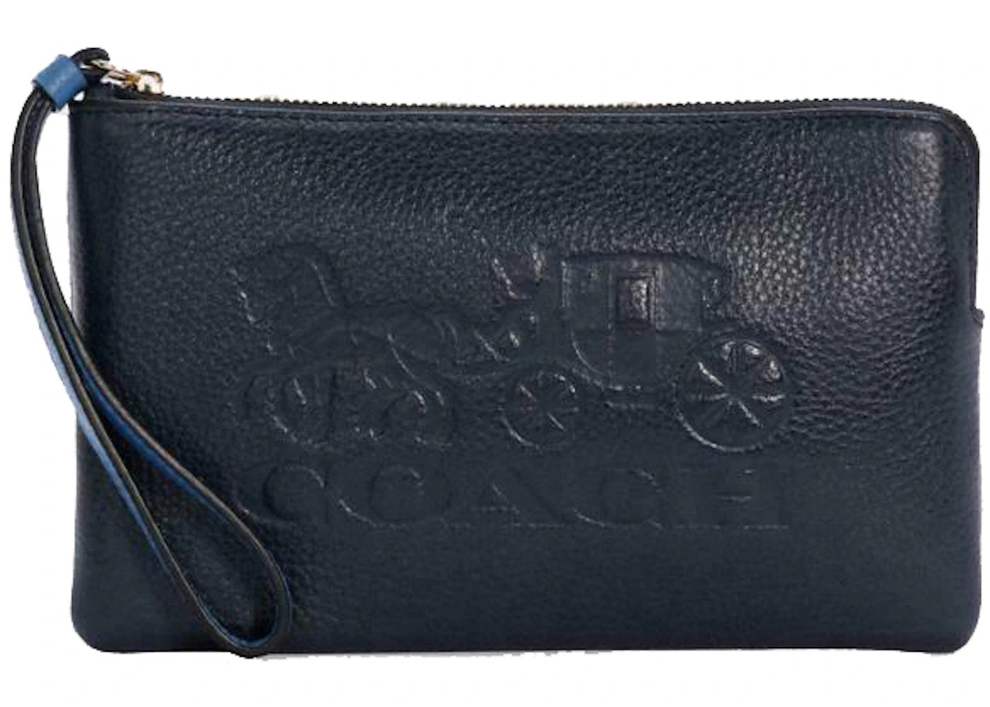 Coach Zip Wristlet Horse Carriage Midnight Blue