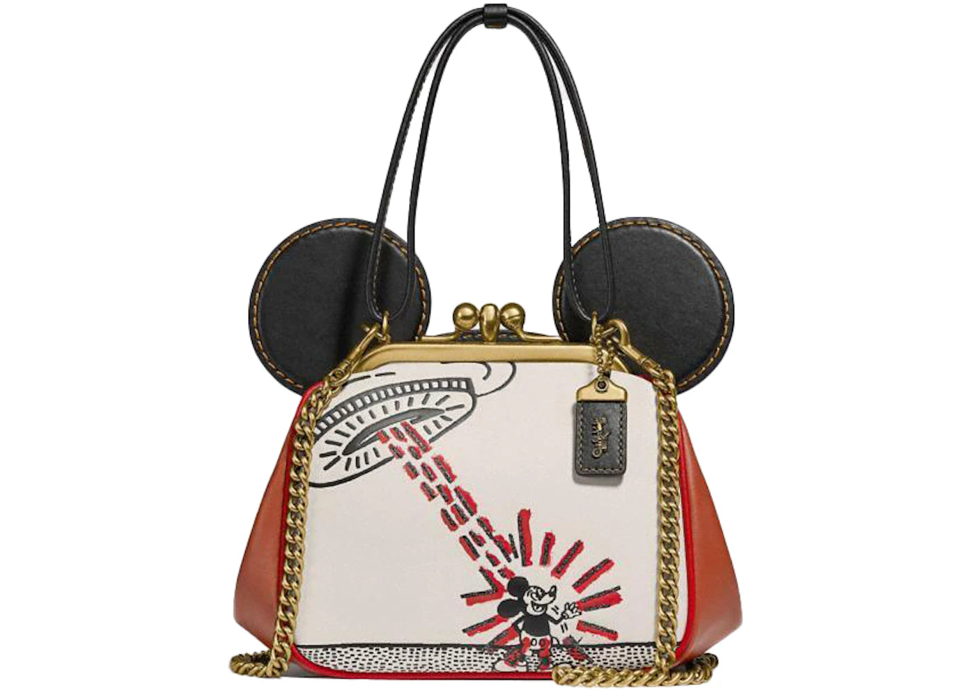 Coach x Disney Mickey Mouse Kisslock Leather Bag Medium Multicolor
