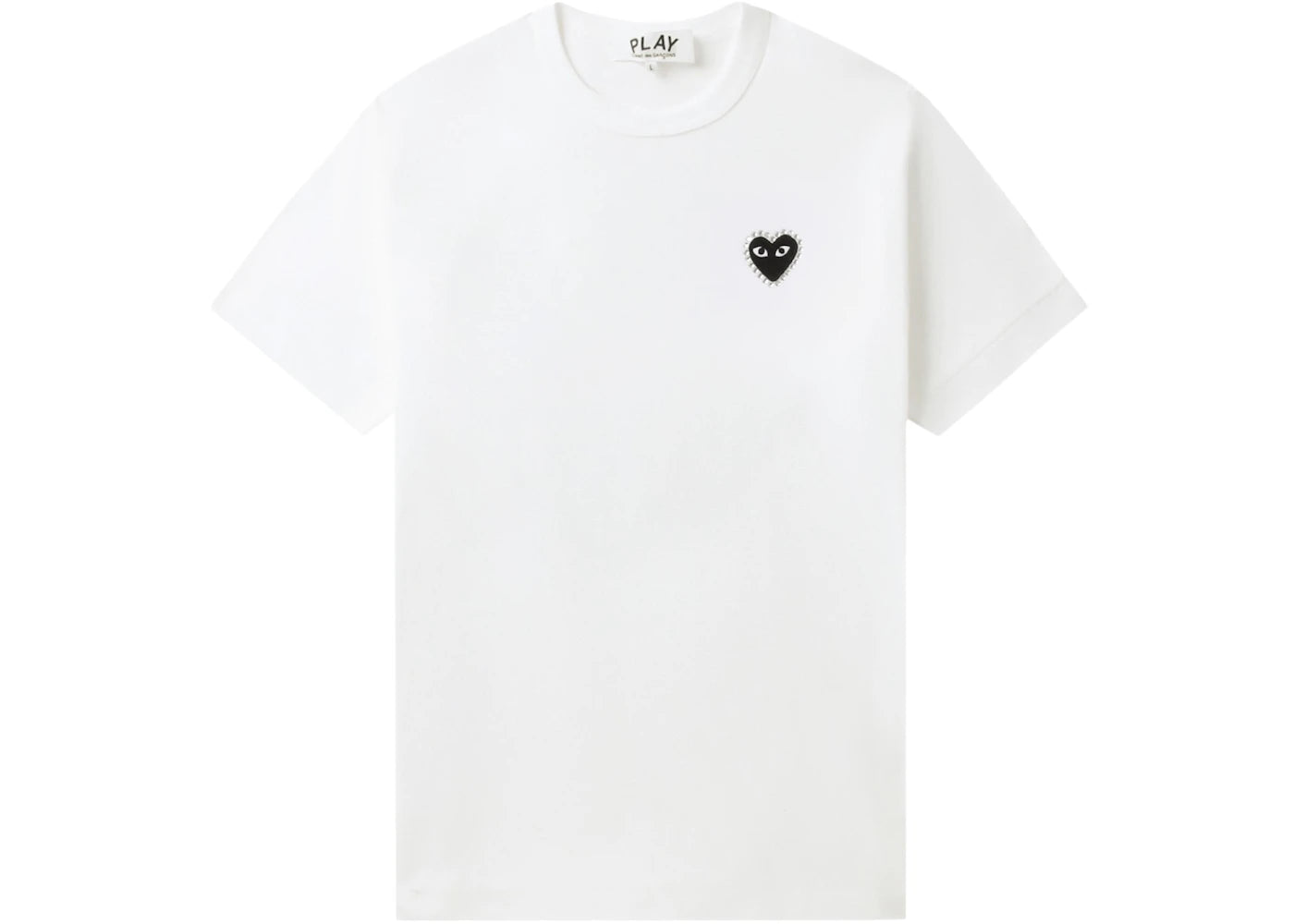 Comme des Garcons PLAY Emblem Rhinestone Heart Tee White/Black