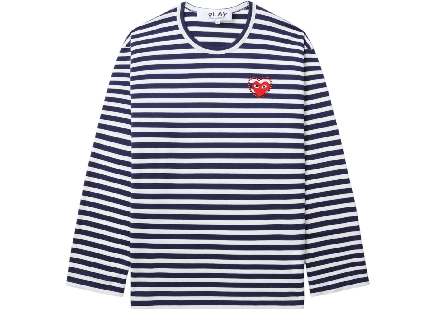 Comme des Garcons PLAY Metalstone Heart Striped L/S Tee Navy