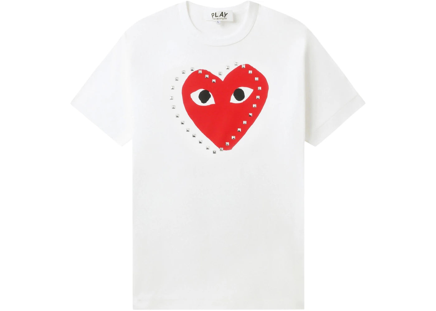 Comme des Garcons PLAY Red Heart Studs Tee White