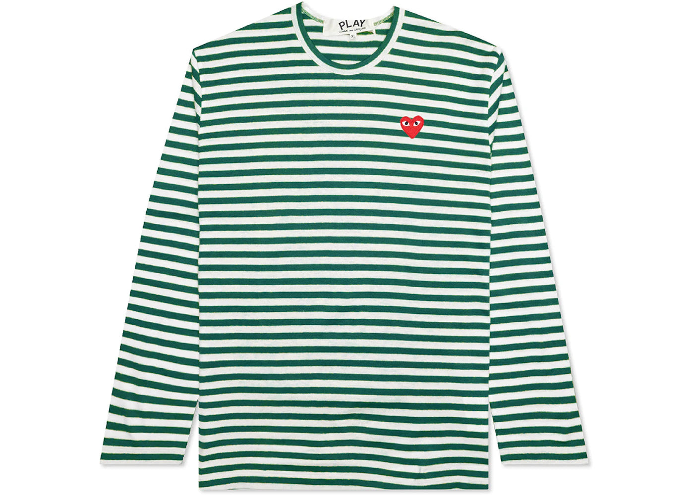 Comme des Garcons Play Women's Big Red Heart Striped L/S T-shirt Green/White
