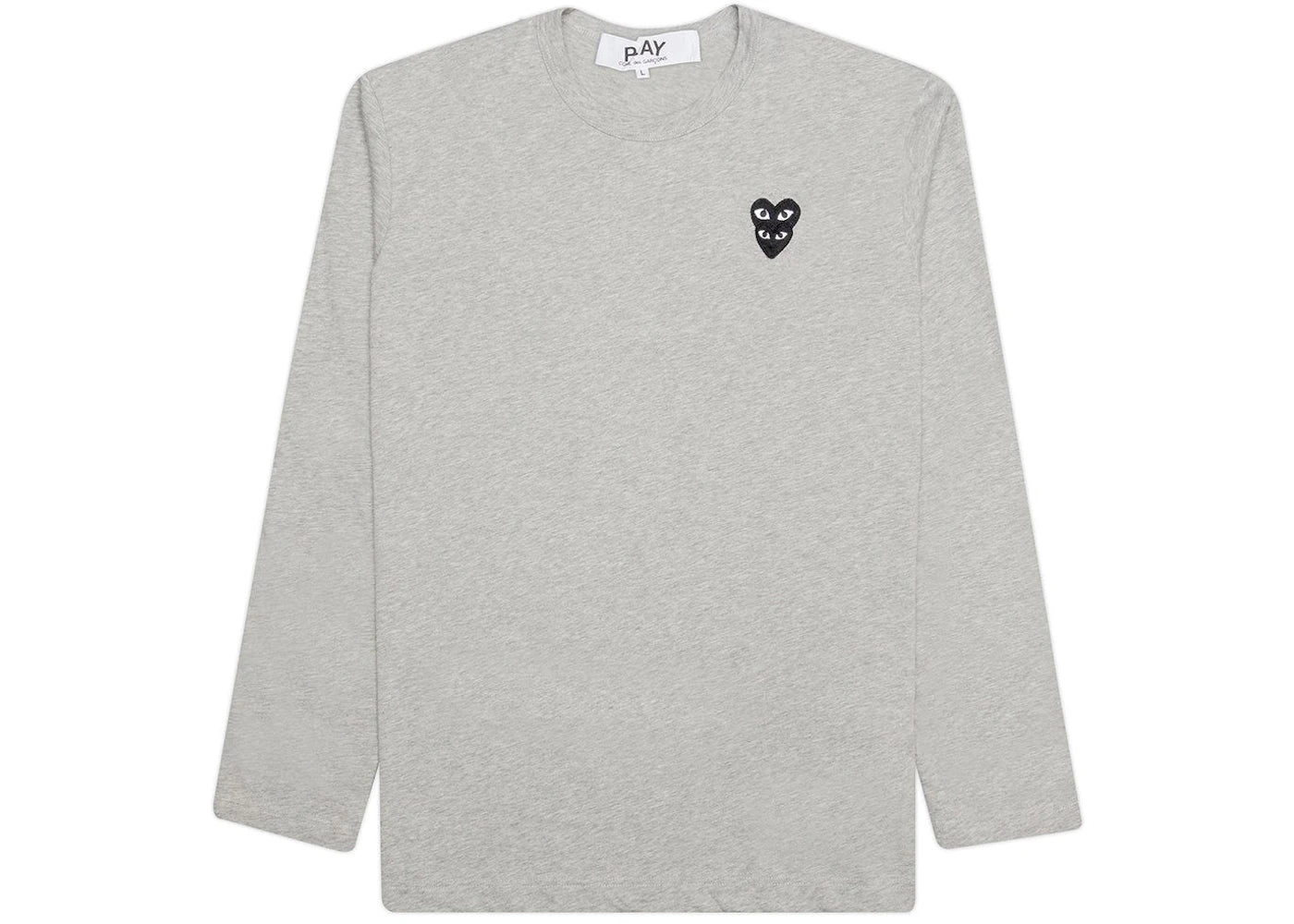 Comme des Garcons Play Women's Black Stacked Heart L/S T-shirt Grey