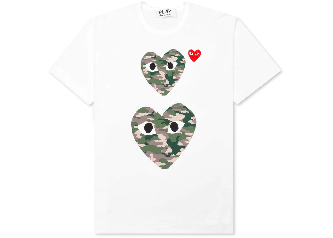 Comme des Garcons Play Women's Camouflage Double Heart T-shirt White