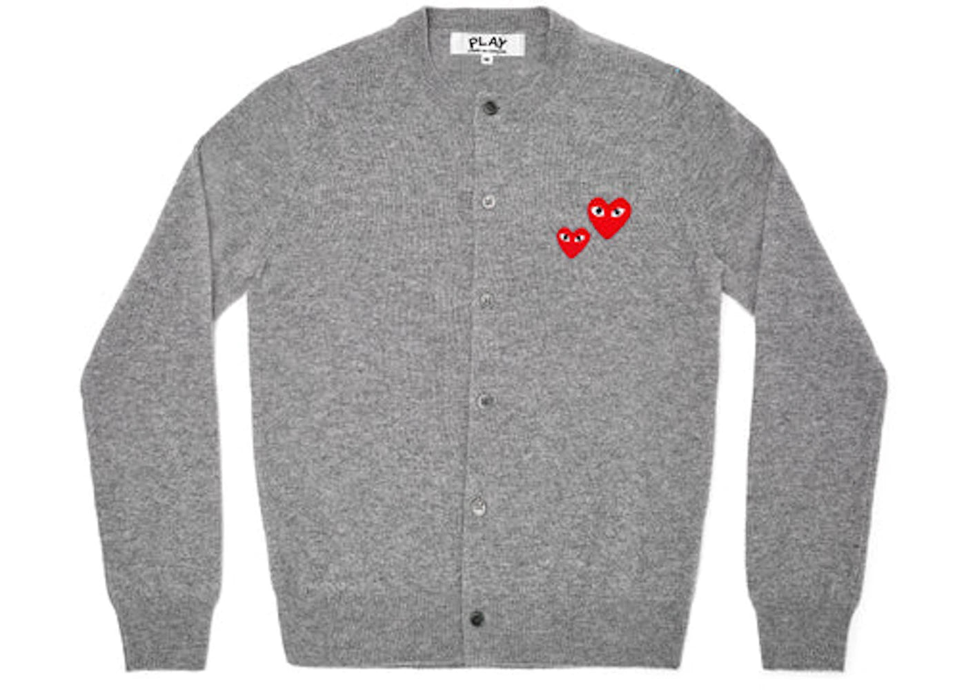 Comme des Garcons Play Women's Double Heart Cardigan Sweater Grey