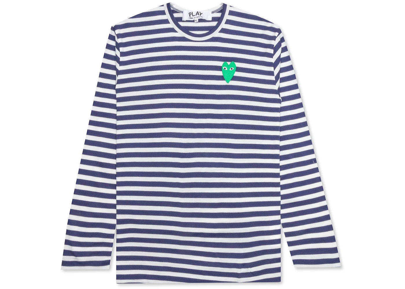 Comme des Garcons Play Women's Green Emblem Striped L/S T-shirt Navy/White