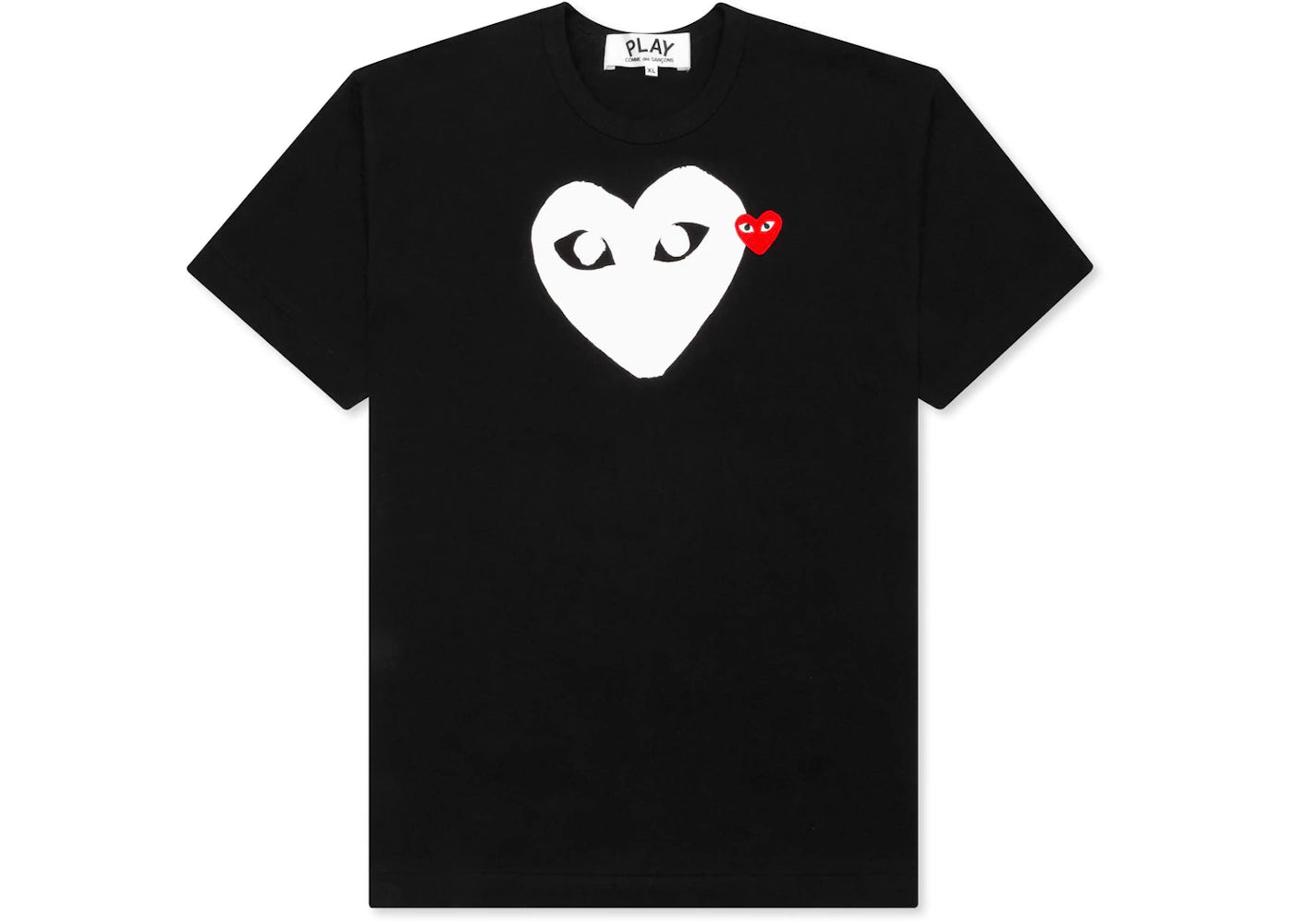 Comme des Garcons Play Women's White Heart Red Emblem T-shirt Black