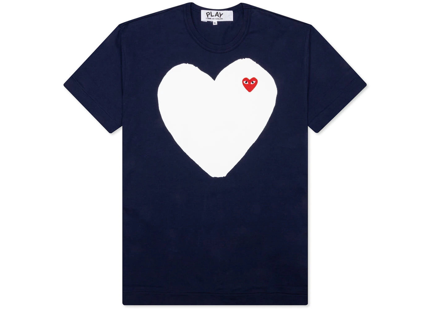Comme des Garcons Play Women's White Heart T-shirt Navy