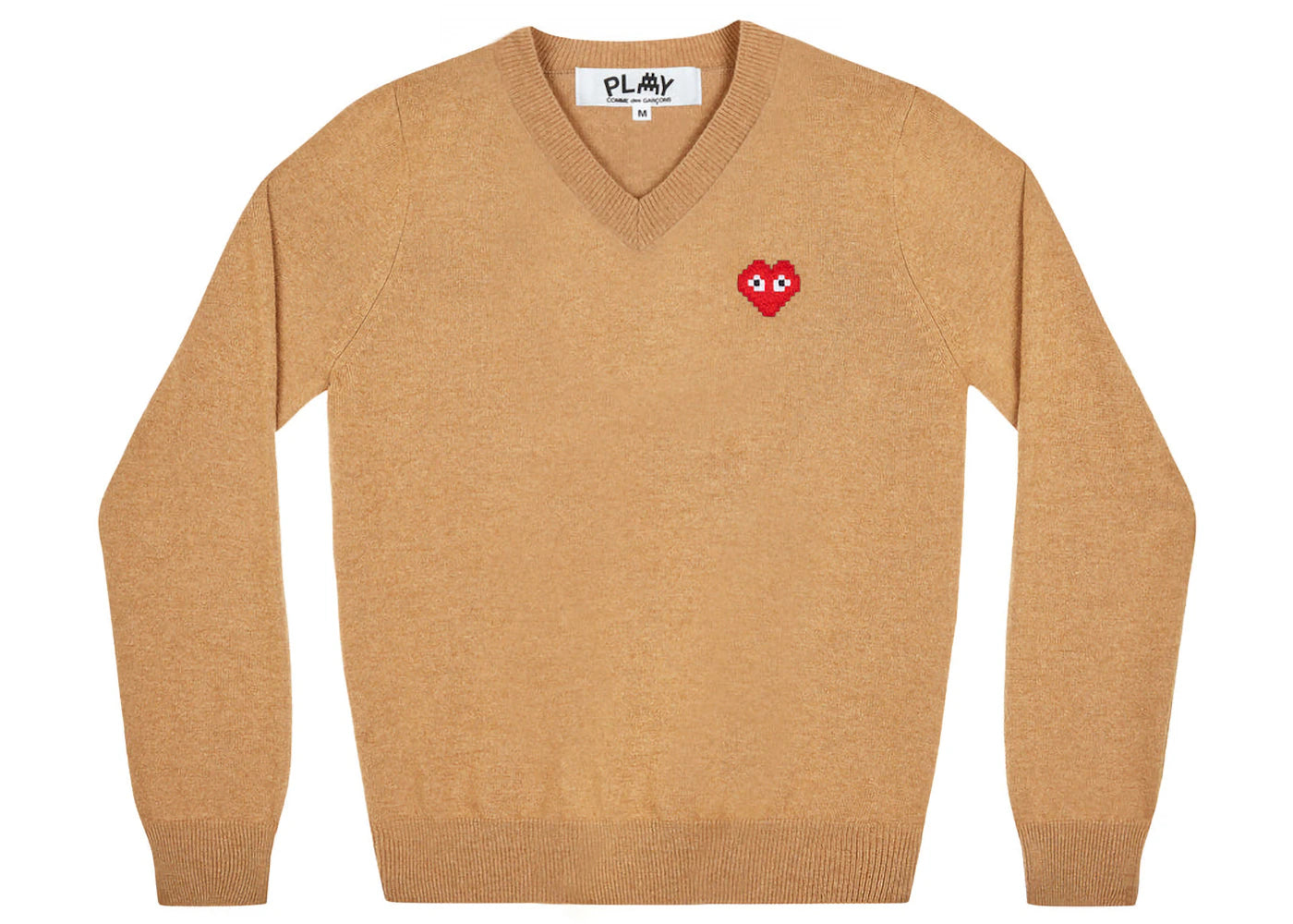Comme des Garcons Play x Invader V Neck Sweater Camel