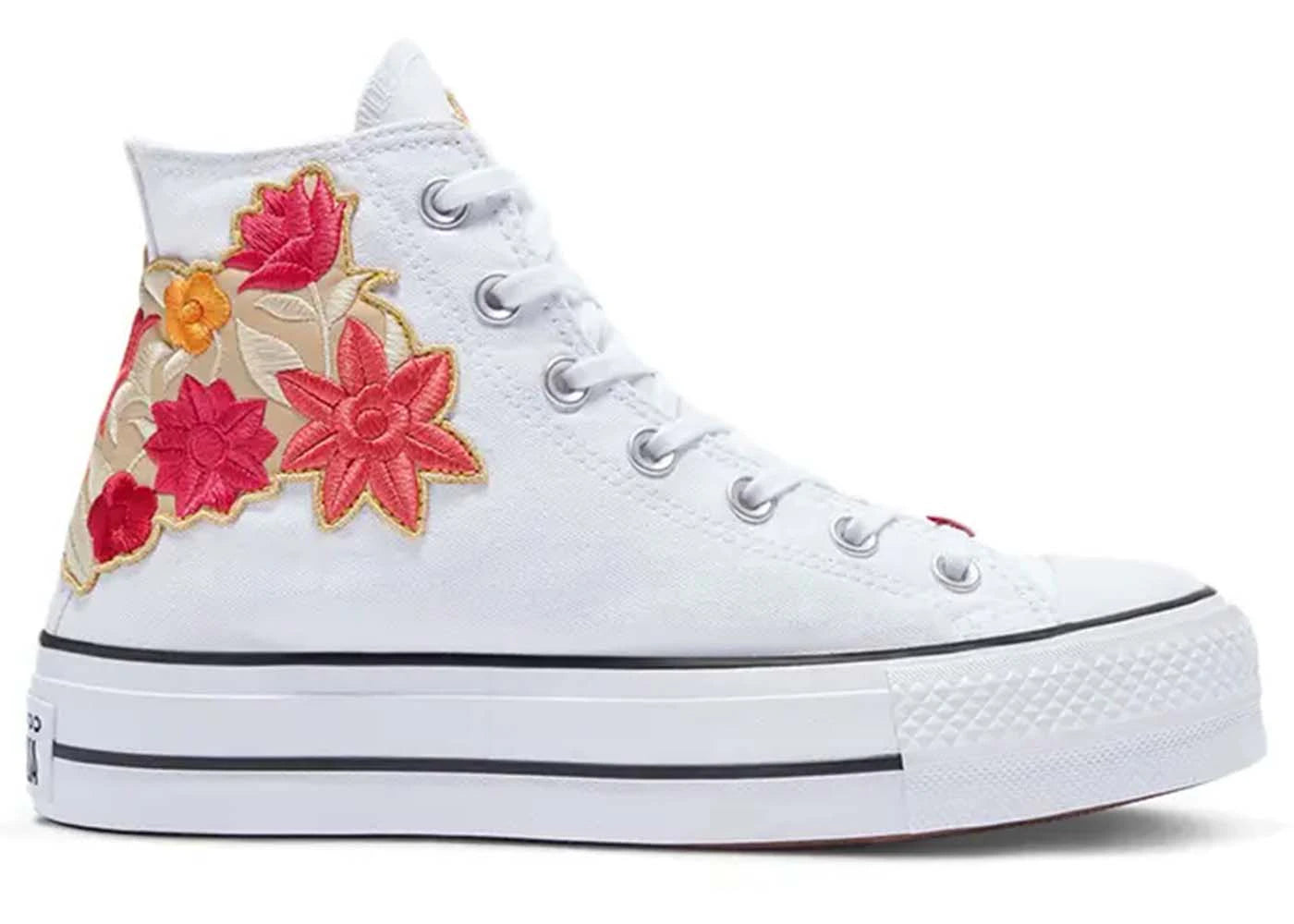 Converse Chuck Taylor All Star Lift Platform Embroidered Flowers White (Women's)
