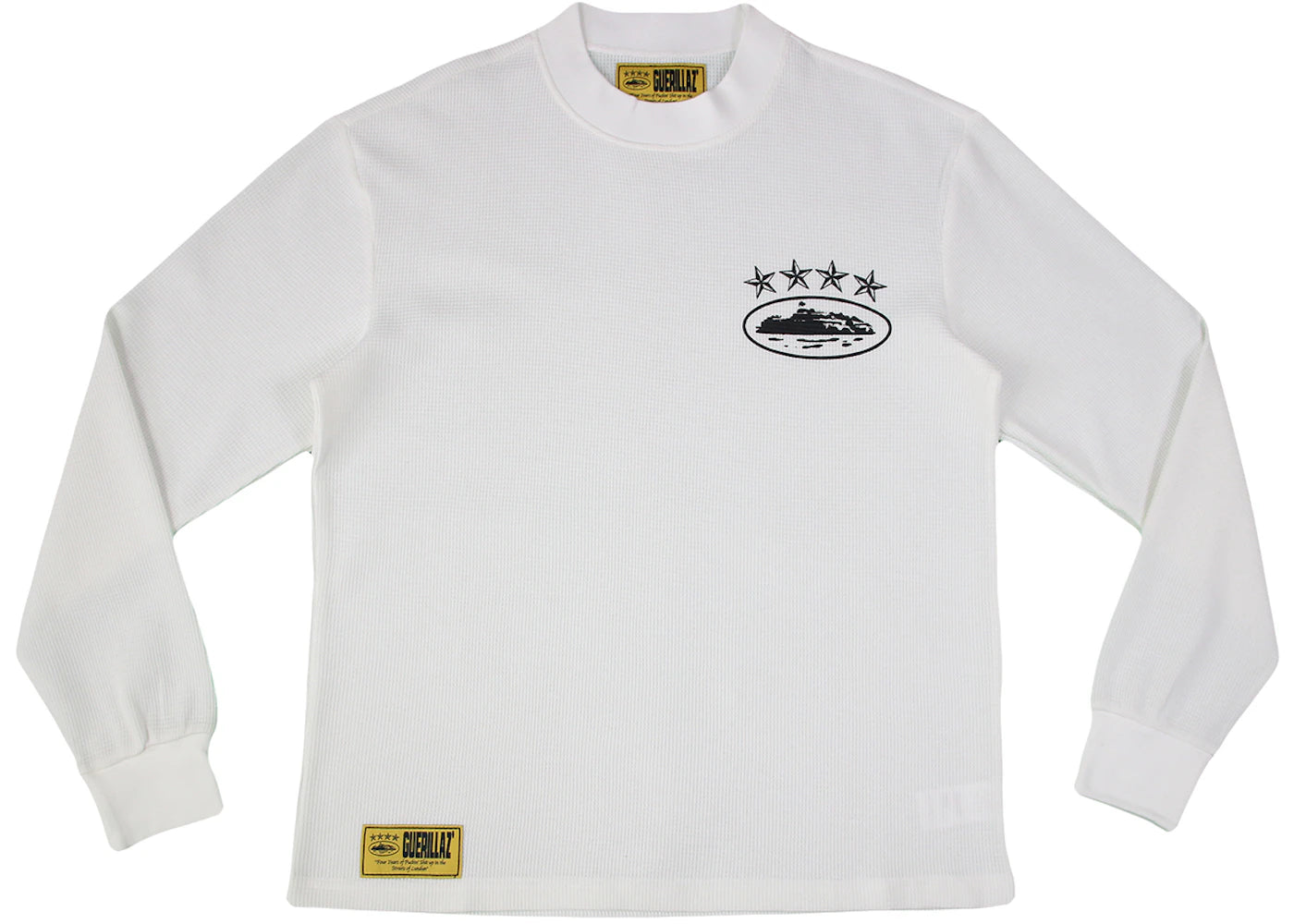 Corteiz 4Starz Alcatraz Waffle Longsleeve Shirt White