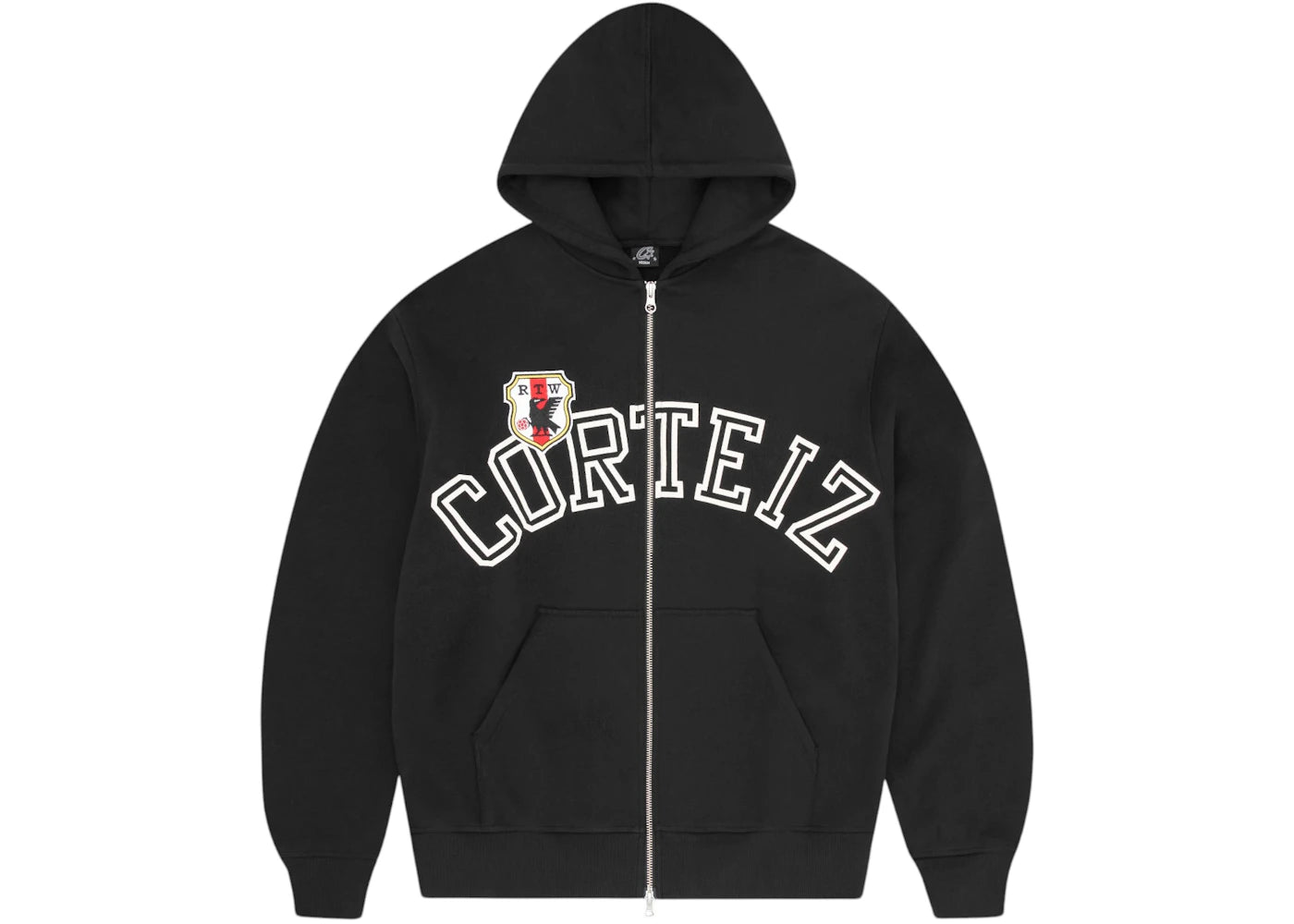 Corteiz Arch Shield Zip Hoodie Black