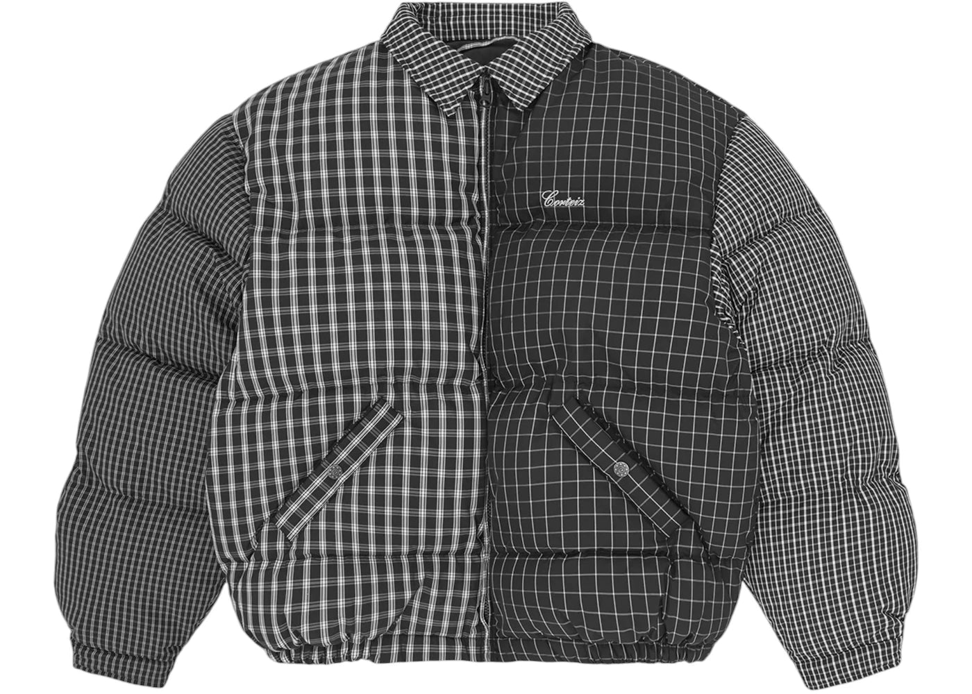 Corteiz Collar Bolo Down Jacket Black Plaid
