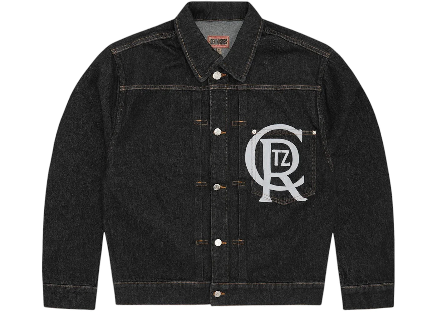 Corteiz Crest Chainstitch Denim Jacket Washed Black