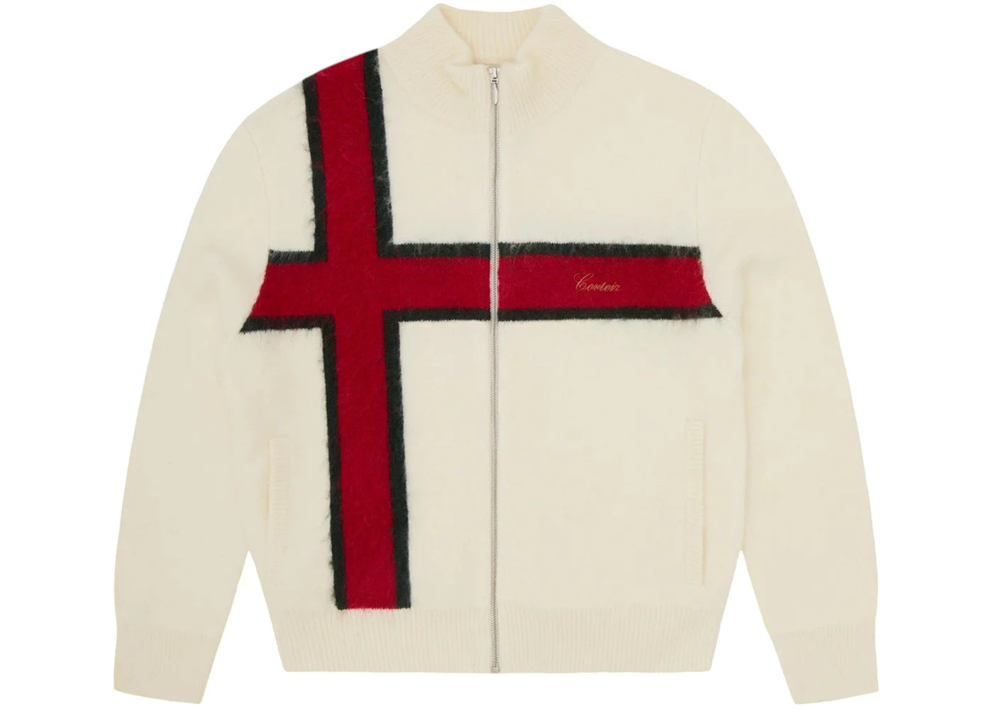 Corteiz Lux Knit Zip Up Top Cream