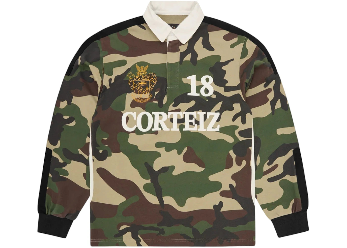 Corteiz Panelled Rugby Top Woodland Camo