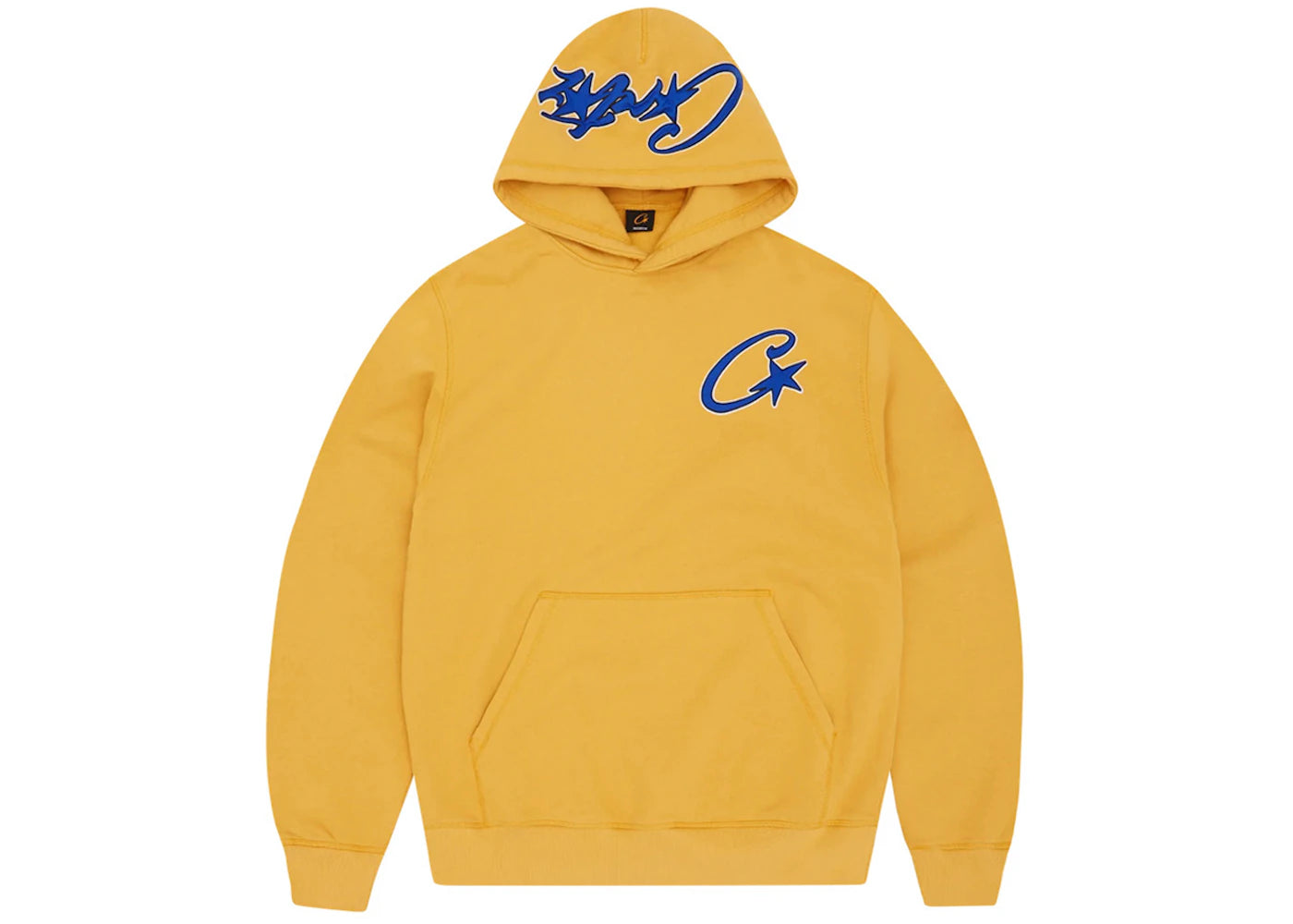 Corteiz Satin C Star Appliqué Hoodie Mustard