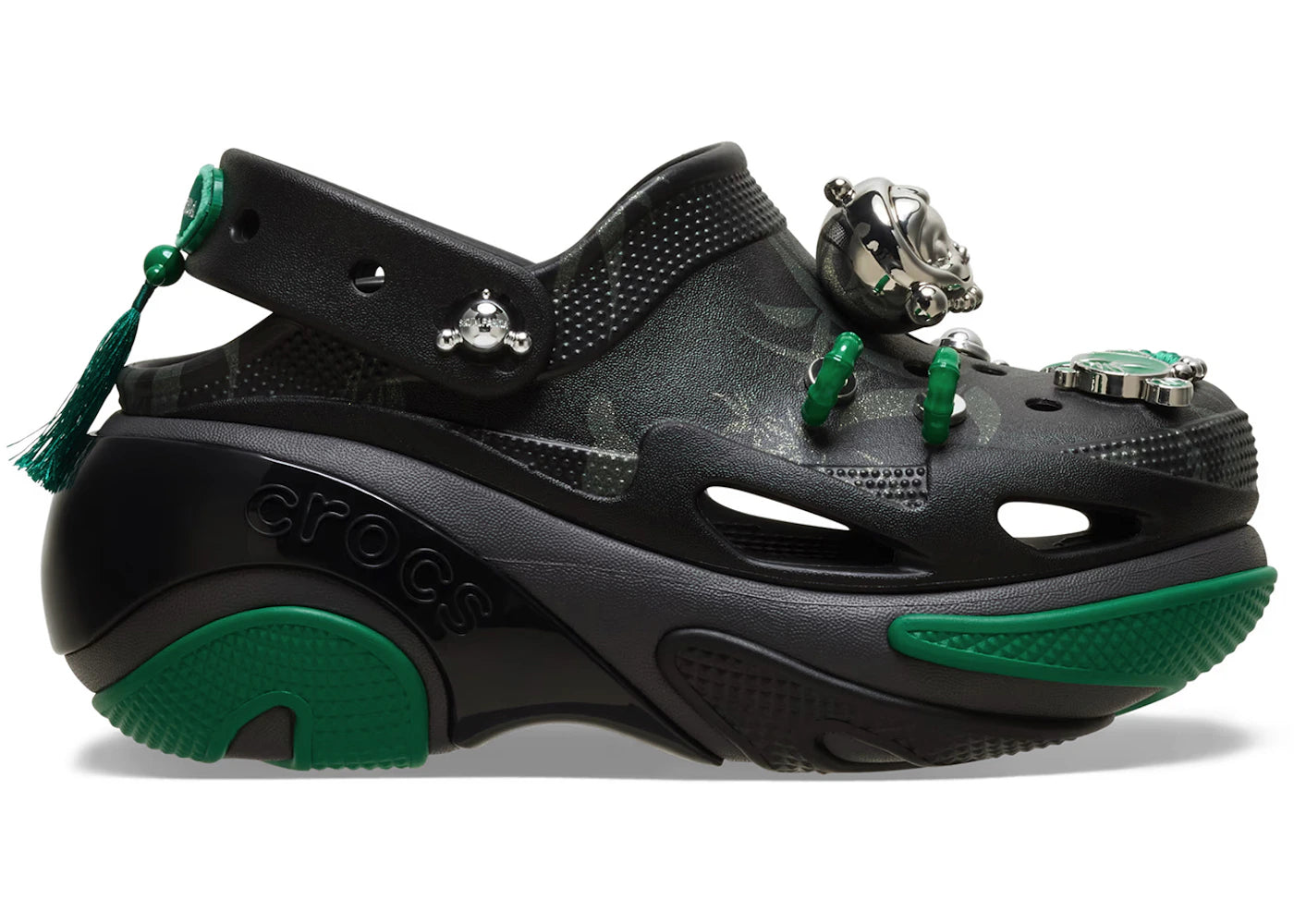 Crocs Bubble Crush Clog Pop Mart SKULLPANDA Black Green