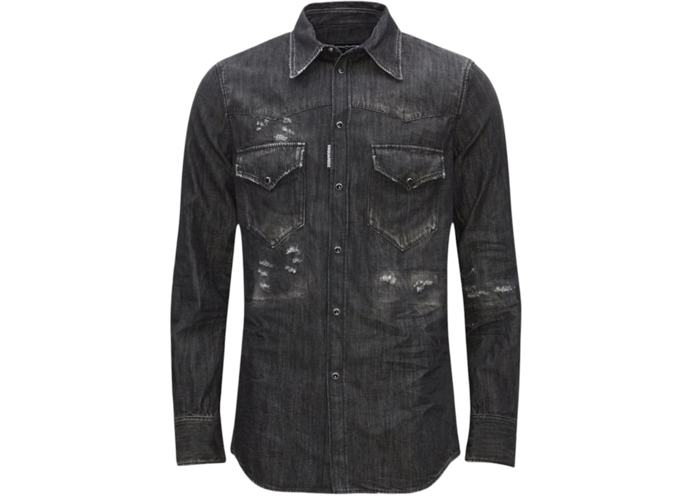 Dsquared2 Fashion Western Faded Denim Shirt Black