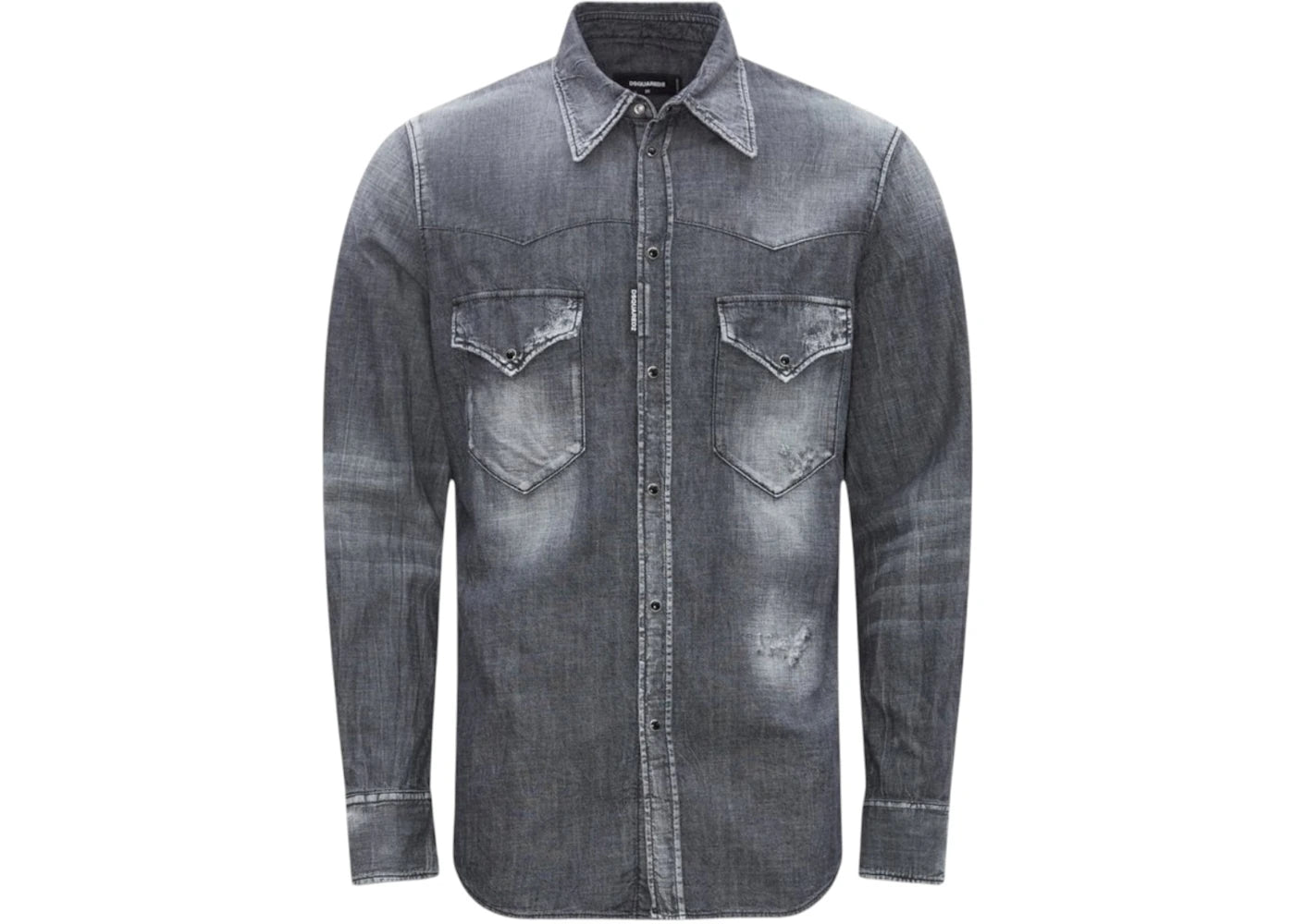 Dsquared2 Fashion Western Faded Denim Shirt Grey