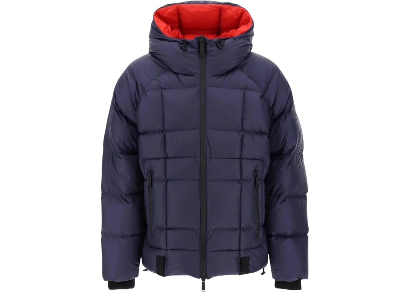 Dsquared2 Printed Logo Navy Hooded Down Jacket Blue