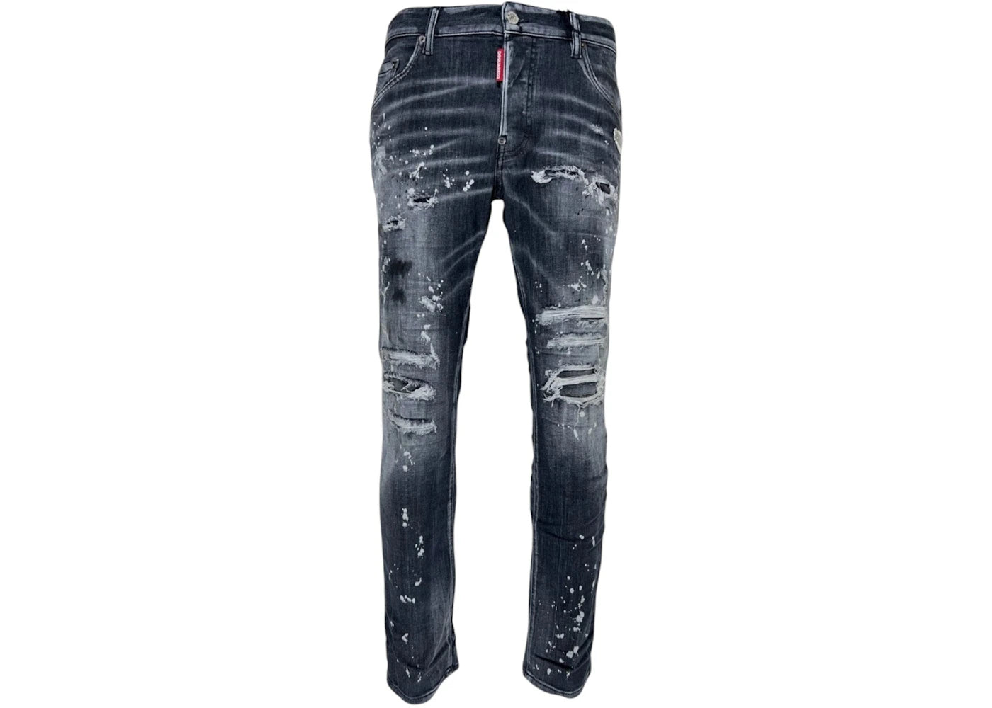 Dsquared2 Skater Jean Reinforced Ripped Paint Splatter Wash Jeans Black