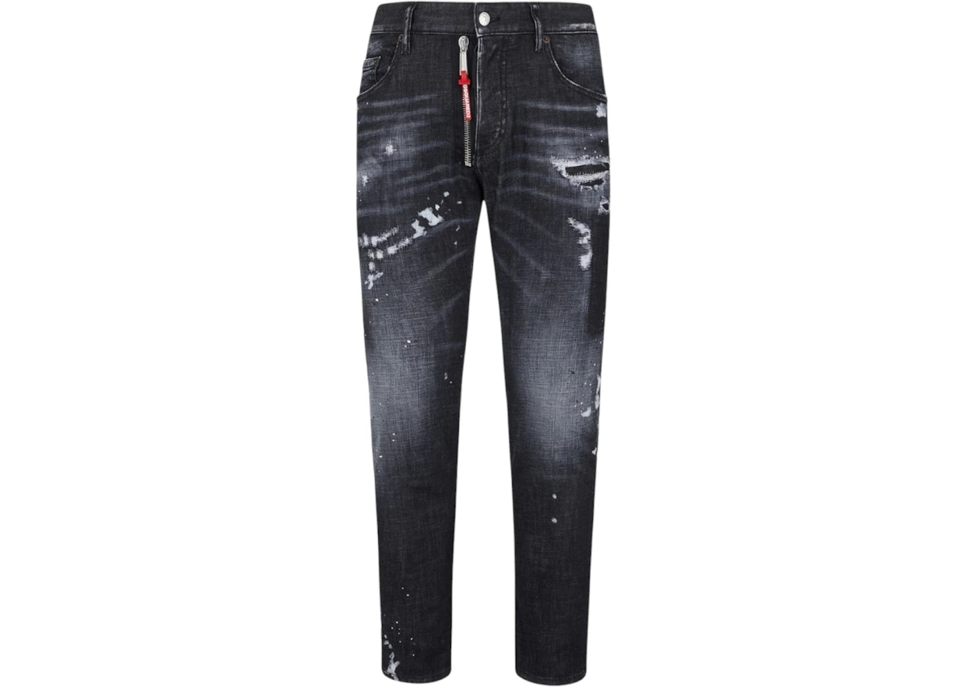 Dsquared2 Skater Jean Ripped Thighs Paint Splatter Wash Jeans Black