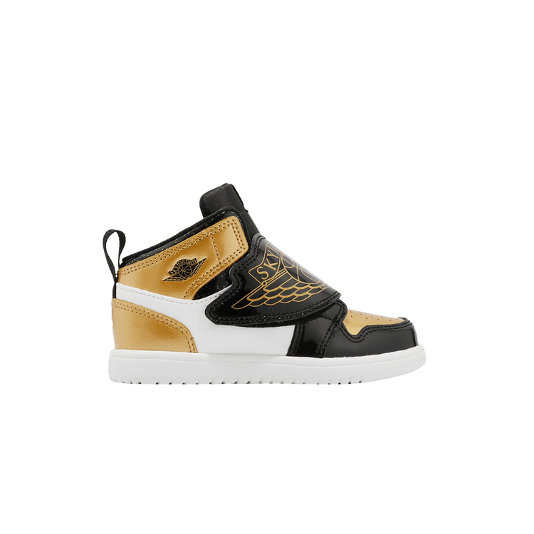 Sky Jordan 1 Mid Black Metallic Gold White (TD)