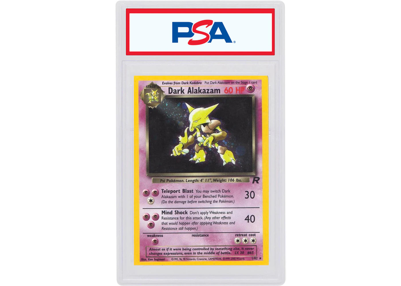 Dark Alakazam-Holo 2000 Pokemon TCG Team Rocket #1/82 (PSA or BGS Graded)