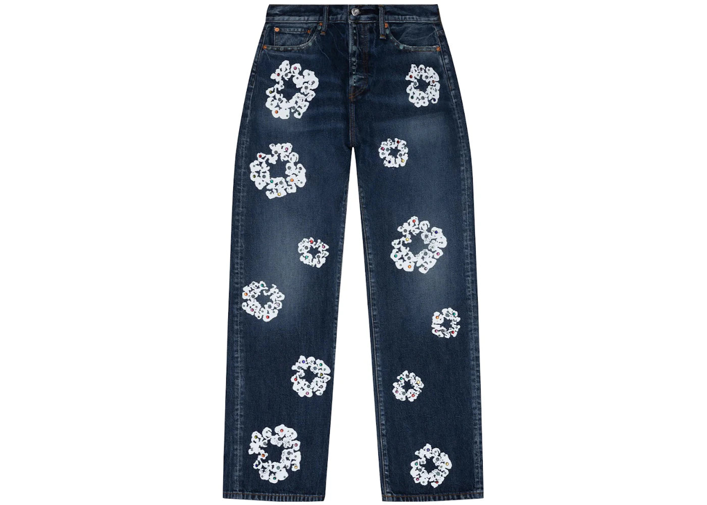 Denim Tears Baggy Rhinestone Cotton Wreath Denim Pant Dark Wash