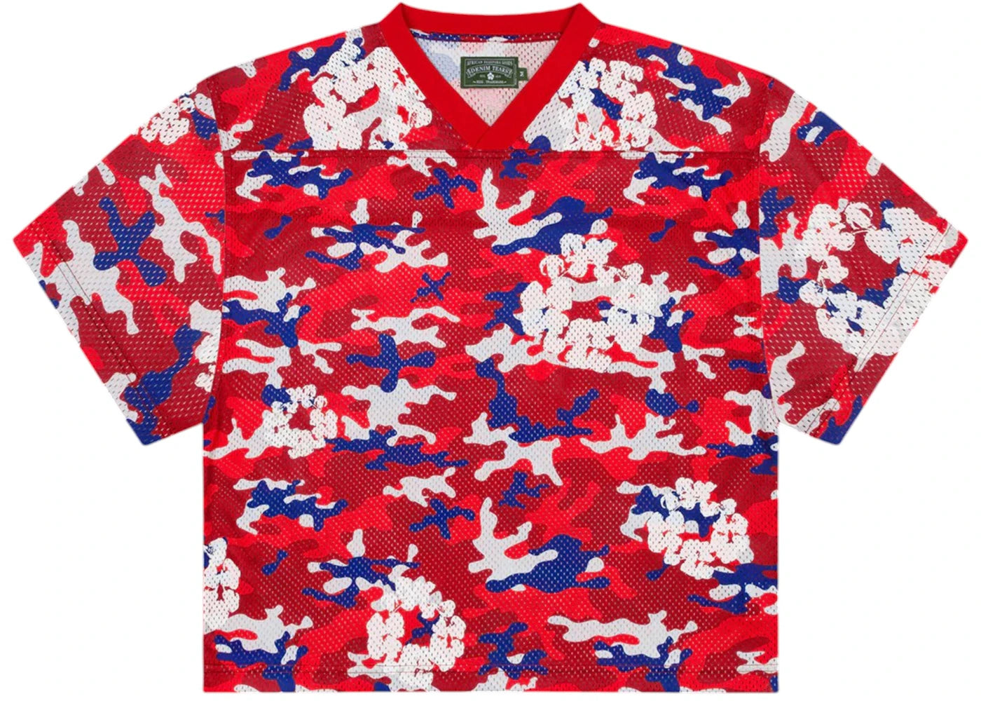 Denim Tears Camo Cotton Wreath Mesh Football Top Red