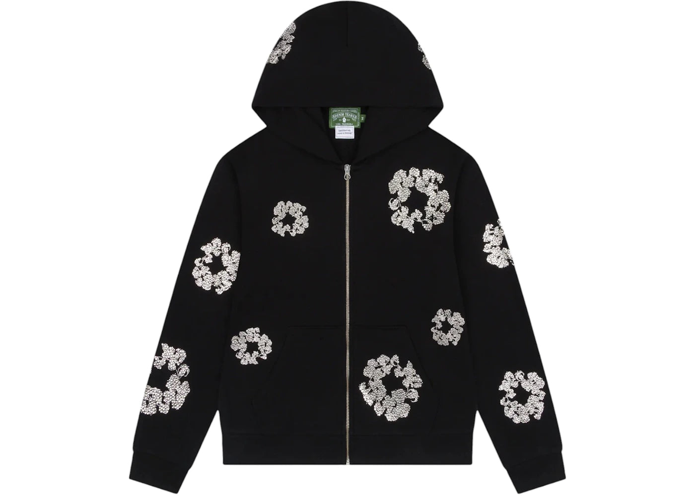 Denim Tears Cashmere Swarovski Cotton Wreath Zip Hoodie Black
