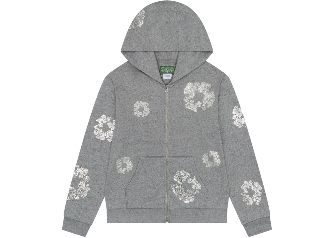 Denim Tears Cashmere Swarovski Cotton Wreath Zip Hoodie Grey